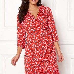 NWT 3/4 Wrap Dress Poppy Red